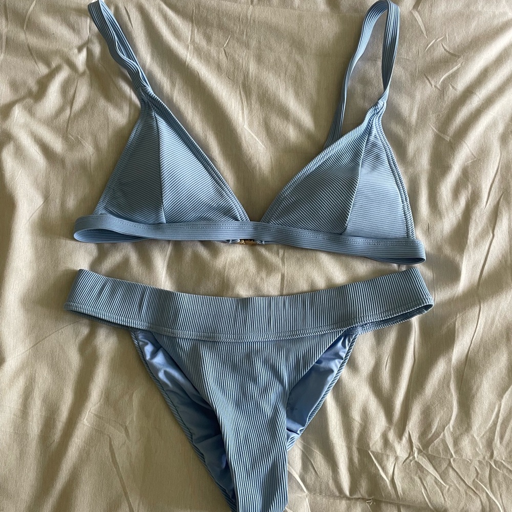 Hello Molly Light Blue Ribbed Bikini Set